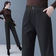 批发女士冬季裤子加绒呢子阔腿筒裤<b class='q'>中年</b>妈妈秋冬长裤裤子