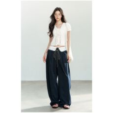 批发法式<b class='q'>设计</b>感蕾丝垂感拖地裤女2025休闲裤【工厂店】【原版质量】