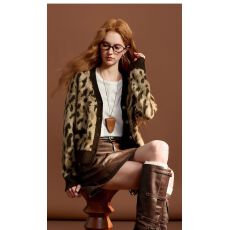 批发豹纹系扣V领长袖毛衣短外套2025针织开衫【工厂店】【原版质量】