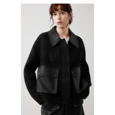 批发【原版质量】法式休闲<b class='q'>设计</b>感翻领拼接短外套2026春季百搭宽松上衣