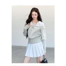 批发【原版质量】韩系减龄条纹<b class='q'>卫衣</b>2026春花边拼接假两件系带上衣潮