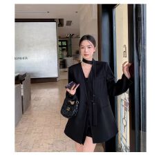 批发【原版质量】2026春季新款飘带设计感不对称拼接<b class='q'>西装</b>外套