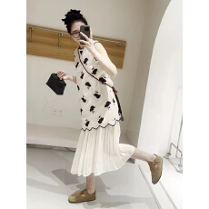 批发设计感小众重工刺绣无袖背心<b class='q'>连衣裙</b>假两件慵懒风长裙<b class='q'>连衣裙</b>