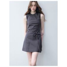 批发【新品】法式复古格纹<b class='q'>连衣裙</b>2026秋季新款通勤减龄系带背心裙