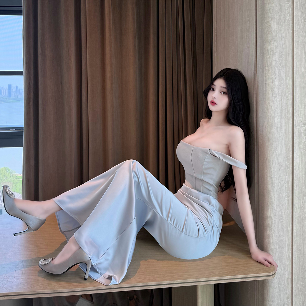 실사 켄 콩 치마 작은 대중 프랑스식 광장 칼라 캐미솔 주름 새틴 타이트 스커트 허리 수축 예복 길다 치마