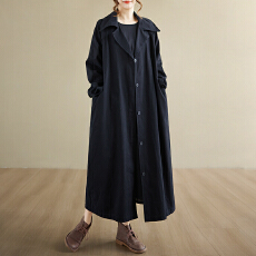 批发2026实拍春季新款复古过膝中长款高级感宽松<b class='q'>大码</b>气质风衣外套大衣