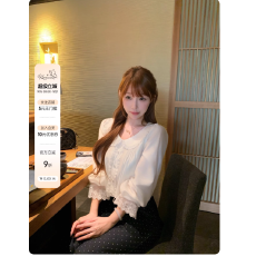 批发Lukira【浮茶月光】法式千金<b class='q'>娃娃领</b>蕾丝边长袖<b class='q'>衬衫</b>女秋季甜美上衣