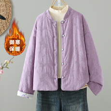 批发实拍盘扣小众<b class='q'>文艺</b><b class='q'>范</b>棉衣女冬季保暖口袋棉服腔调双面穿小个子棉袄