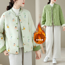 批发实拍盘扣小众<b class='q'>文艺</b><b class='q'>范</b>棉衣女冬季保暖口袋棉服腔调双面穿小个子棉袄