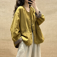 批发实拍2026韩版宽松显瘦百搭单排扣薄外套女小个子短款外套女潮上衣