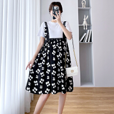 批发大量货实拍 孕妇装夏季连衣裙雪纺裙中长裙A字裙甜美中长裙短袖