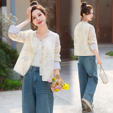 批发实拍小香风<b class='q'>蕾丝</b>重工刺绣薄外套女春夏洋气防晒衣外搭开衫上衣