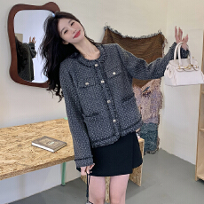 批发实拍灰色小香风外套女2025<b class='q'>春秋</b>新款韩系高级感气质显瘦短款上衣