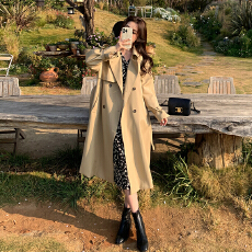 批发实拍高级感卡其色中长款风衣外套女春季2025年新款英伦风休闲大衣