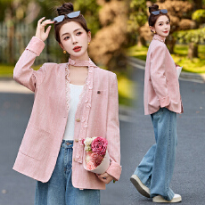 批发实拍<b class='q'>蕾丝</b>花边粉色<b class='q'>西装</b>外套女2025春季新款高级感洋气休闲宽松上衣
