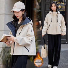 批发实拍十三行高品质女装2025冬装新款温暖加绒拼色休闲外套