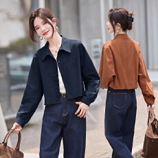 批发实拍时尚翻领衬衫式薄款外套女2025秋季新款宽松百搭花边拼接上衣