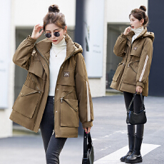 实拍十三行加绒加厚派克棉服女中长款2025新款宽松工装风冲锋衣