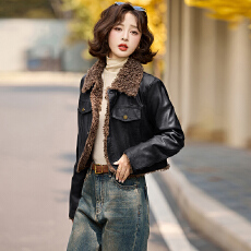 批发实拍十三行2025年冬季简约时尚高级感加绒仿羊羔毛皮衣外套