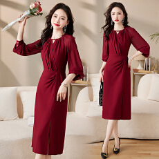 批发高品质十三行法式红色连衣裙春季敬酒服便装订婚<b class='q'>礼服</b>平时可穿搭