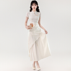 批发新中式国风假两件<b class='q'>连衣裙</b>女时尚设计感旗袍改良年轻款少女气质裙子