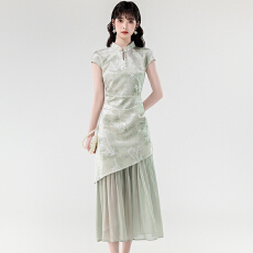 批发新中式连衣裙女2026初夏提花气质年轻款独特漂亮掐腰穿搭国风裙子