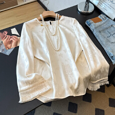 实拍2026春夏季新款新中式缎面小衫流苏叠穿国风盘扣衬衫上衣女