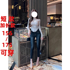 批发<b class='q'>韩国</b>时尚新款gusee*复古水洗黑色牛仔修身<b class='q'>小脚裤</b>女提臀紧身九分裤