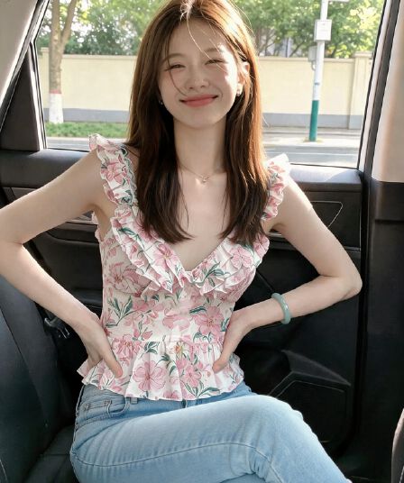 프랑스식 달콤함 부드러운 품격 캐미솔 2026 년 여름 패션 슬림해 보이는 핑크색 플리츠 맨위 여성