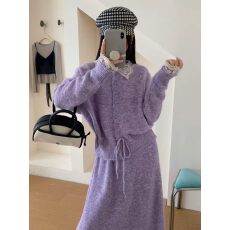批发高级感<b class='q'>针织</b><b class='q'>上衣</b>➕半身裙两件套