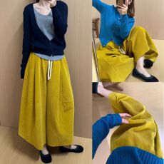 批发秋冬季新款八九分大阔腿裤宽松显瘦百搭遮肉通勤气质<b class='q'>松紧腰</b>裤裙韩