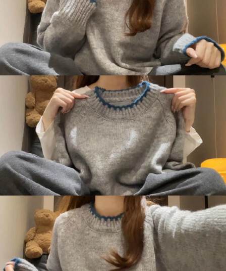 특별 가격 봄 새로운 회색 느긋한 바람 고급 센스 루즈핏 스웨터 여자 인사이드 가져 가라. 만나는 니트 스웨터 xr