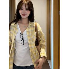 批发法系高级感新款叠穿<b class='q'>格子</b><b class='q'>衬衫女</b>长袖防晒慵懒风外穿舒适百搭衬衣