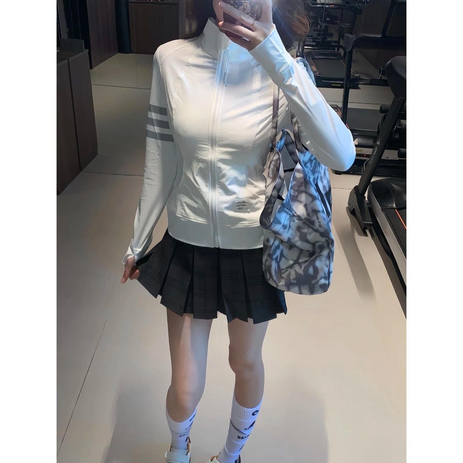 아메리칸 레트로 패치워크 화이트 지퍼 자외선 차단 의류 여성 여름 루즈핏 슬림해 보이는 디자인 센스 다용도 재킷 트렌디