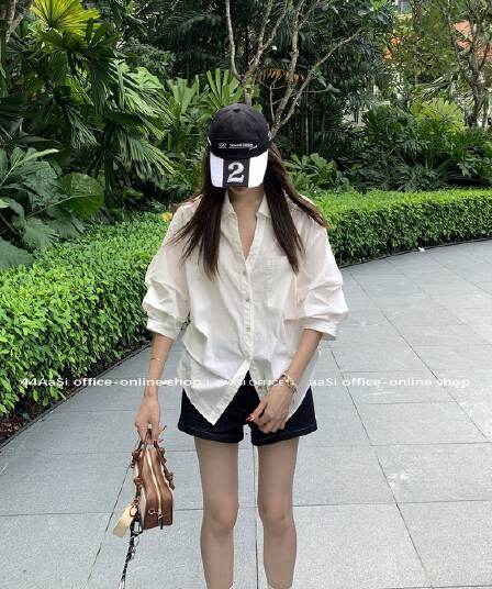 오래된 돈 바람 폴로 칼라 긴팔 여성 셔츠 가을 디자인 센스 작은 대중 허리 수축 주름 맨위