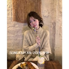 2026韩国新款三根绵羊绒 斗篷高领针织毛衣女秋冬季