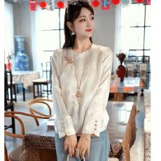 批发2026年早春显瘦日常气质新中式<b class='q'>中国风</b>提花长袖衬衫