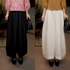 批发新中式国风2026新款气质经典宽松舒适显瘦松紧腰裙裤