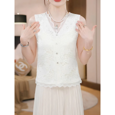 批发2026夏季新款女士小个子显瘦<b class='q'>无袖</b>背心小众独特镂空蕾丝吊带短上衣