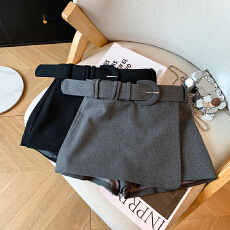 批发实拍 冬季新款  不规则毛呢半身裙防走光裙裤