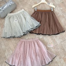 十三行韩国货网纱波点不规则松紧腰半身裙女春夏新款韩版