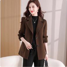 批发2026秋冬装新款<b class='q'>双面</b><b class='q'>羊绒</b><b class='q'>大衣</b>女短款高端修身小个子西装羊毛呢外套