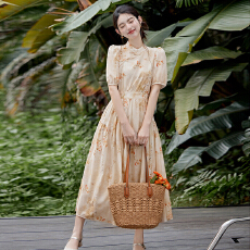 批发新款实拍 超好看新中式日常碎花旗袍改良年轻款气质<b class='q'>连衣裙</b>夏+35