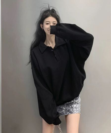 느긋한 캐주얼 POLO 칼라 털이 있는 후드티 미니 스커트 두 조각 여성 세트 튀김 거리 항구 바람 반신 치마 세트 겨울 2026