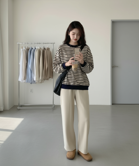 가을의 날 자이언트 잘 생긴 ~ 중 이른 가을 겨울 의류 전체 집합 ootd 착용 코디 전체 집합 고급 절묘한 투피스 슈트 여성
