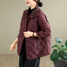 实拍2026妈妈秋冬装洋气绗线夹棉女装新款轻薄棉服外套保暖显瘦