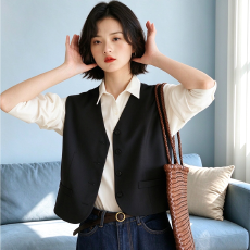 批发时髦复古西装马甲<b class='q'>背心</b>女秋季2026年<b class='q'>新款</b>春秋无袖坎肩马夹<b class='q'>背心</b>
