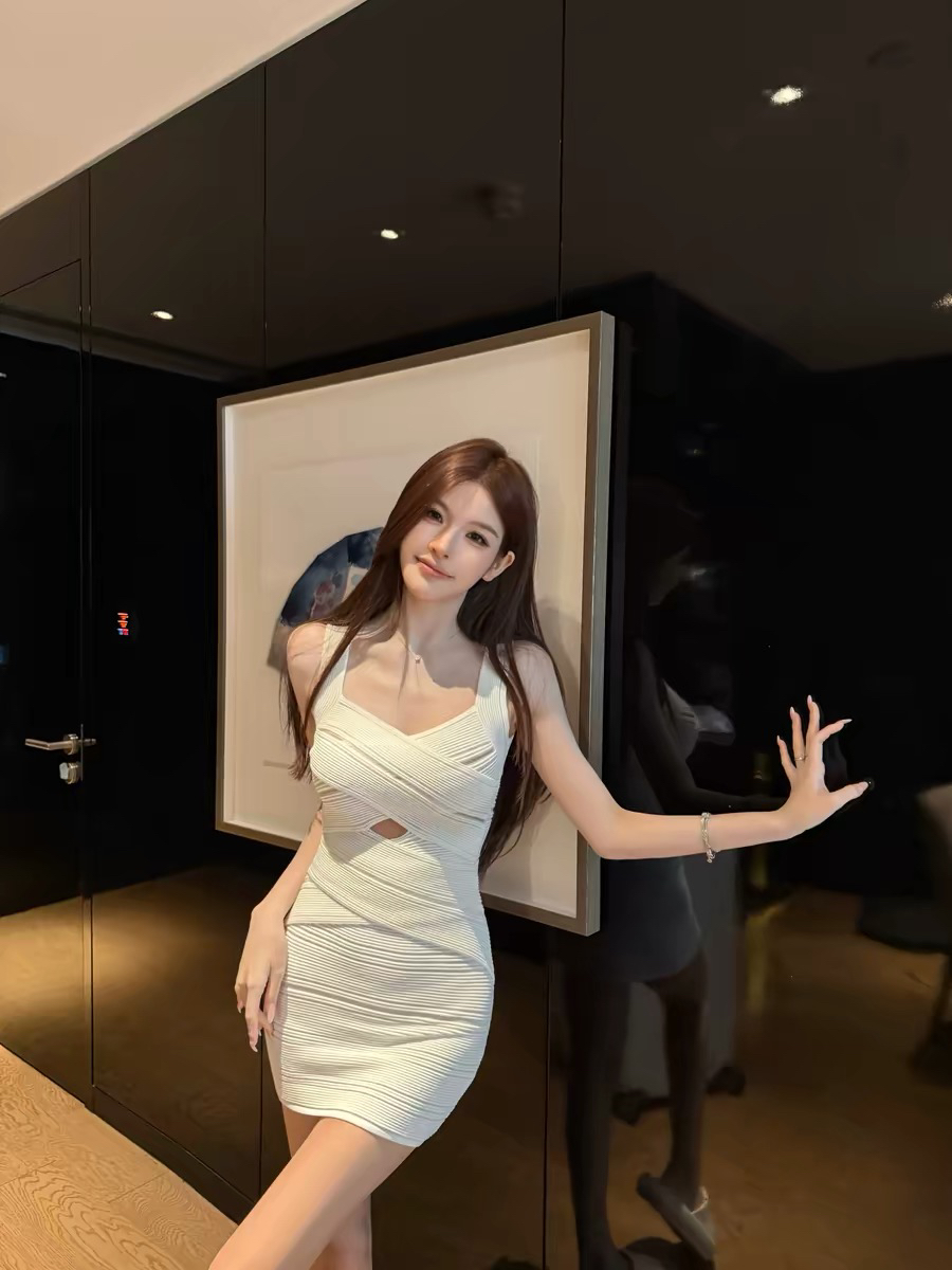 fay 커브 미학 핫걸 섹시함 디자인 센스 몸매 가꾸기 스팽글 붕대 슬립 타이트 스커트 드레스