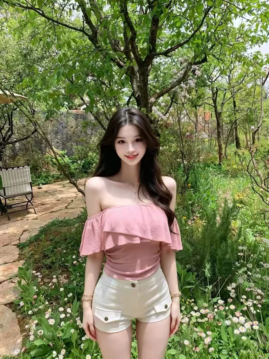 fart shop 하프 설탕 소녀 핑크색 프릴 오프숄더 털 짠 셔츠 여성 봄 여름 몸매 가꾸기 맨위