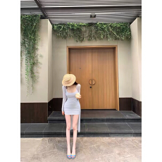 批发Cher 巧儿【慵懒风】套装女夏灰色吊带<b class='q'>连衣裙</b>防晒针织开衫两件套